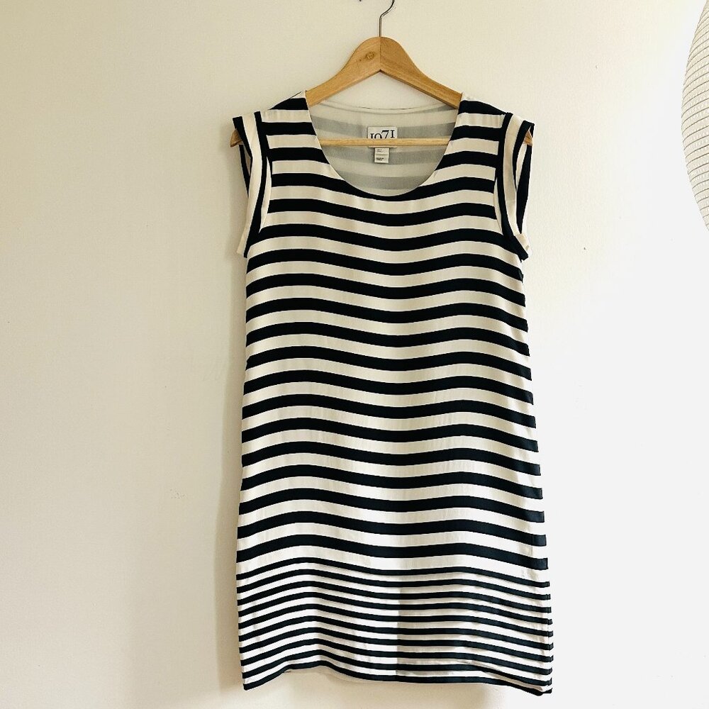 Reiss Silk Stripe Pleat Shift Dress
